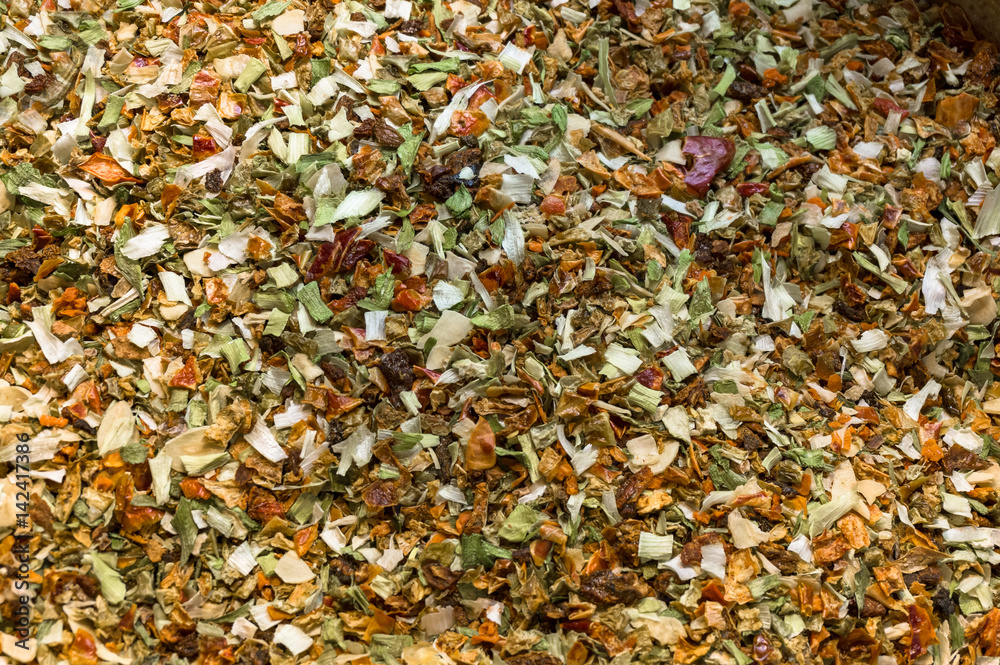 Herbal tea blend texture, background