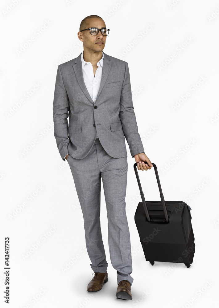 Businessman Passenger Traveling Vacation Suitcase Concept