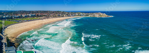 Aerial view of Bondi Beach or Bondi Bay at sunny day in Sydney photo