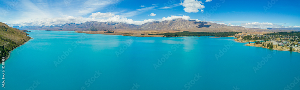 Aerial view of Beautiful Lake Tekapo, NewZealand