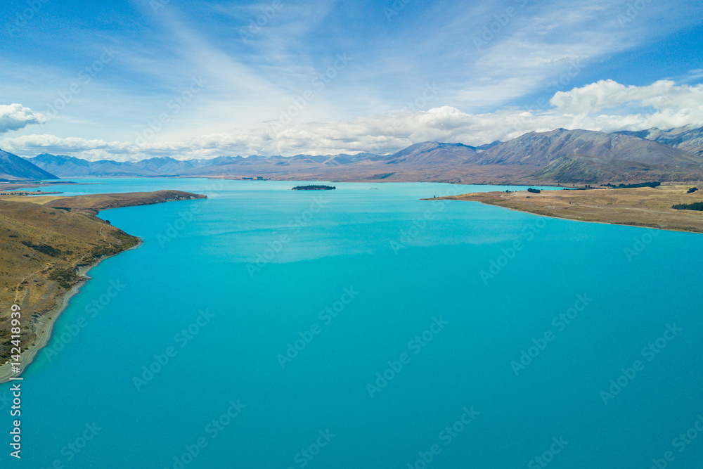 Aerial view of Beautiful Lake Tekapo, NewZealand