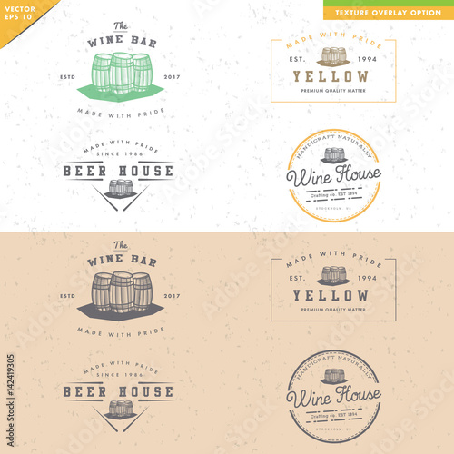 set of vintage barrel logo design, for alcohol handmade product