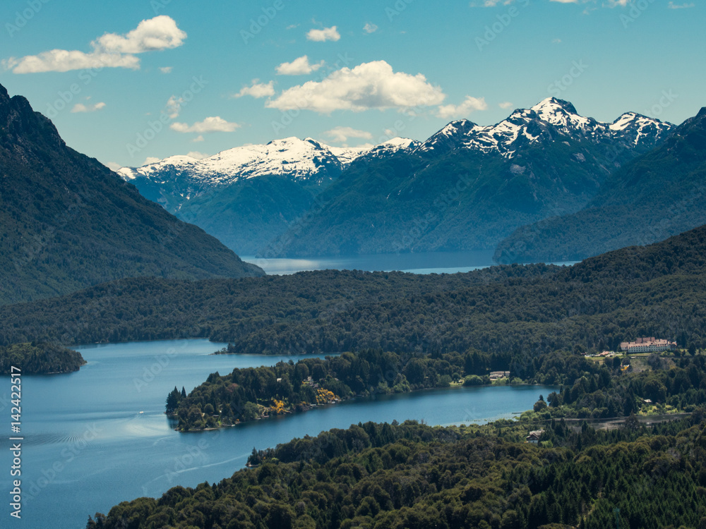View at lakes under the mountains, Bariloche, Argentina