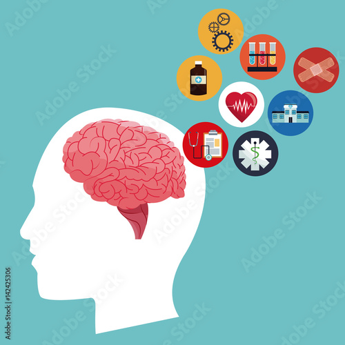 human head brain healthcare medical icons vector illustration eps 10