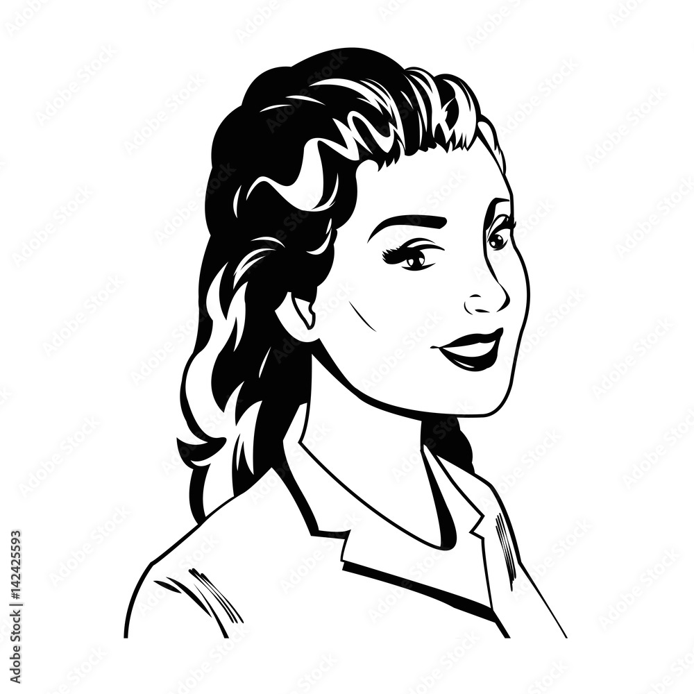 portrait woman comic image vector illustration eps 10
