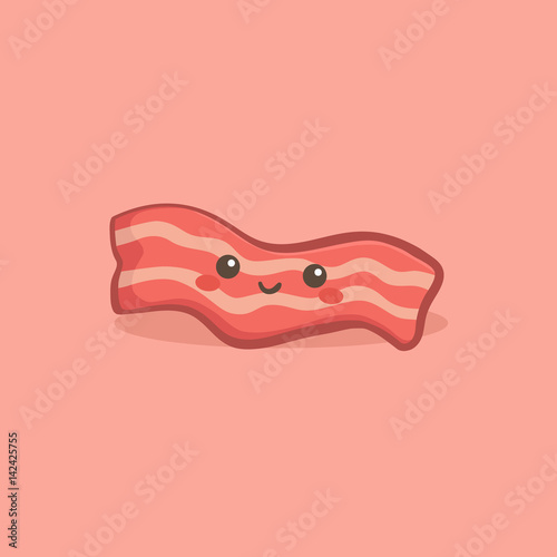 Cute Fried Beef Bacon Breakfast Food Vector Illustration Cartoon