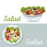salad vegetables nutrition dinner poster vector illustration eps 10