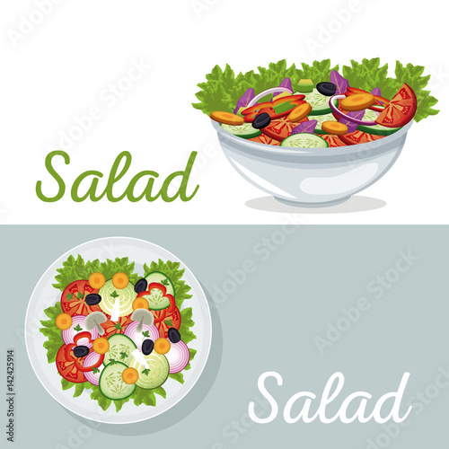 salad vegetables nutrition dinner poster vector illustration eps 10