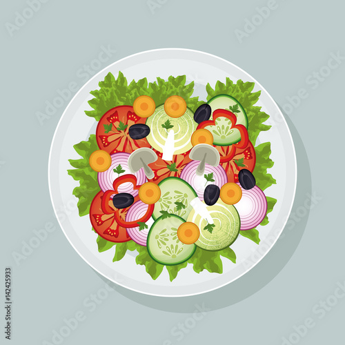 salad vegetables fresh dish vector illustration eps 10