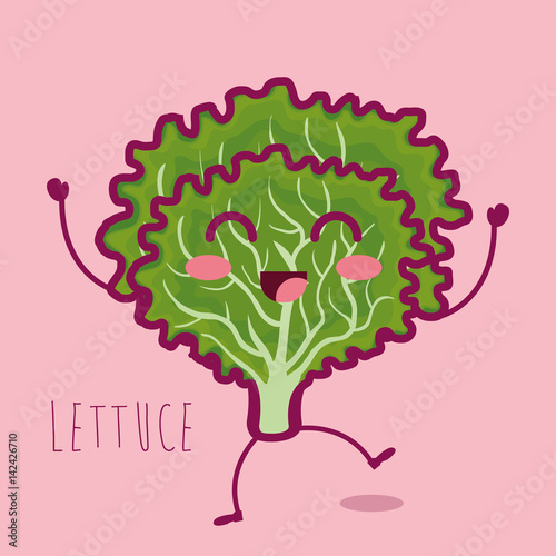 fresh lettuce vegetable character vector illustration design