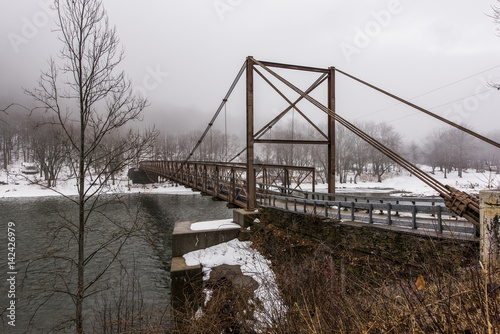 Historic Bridges Shrouded in Fog and Snow - Delaware River