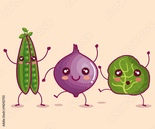 fresh vegetable funny character vector illustration design