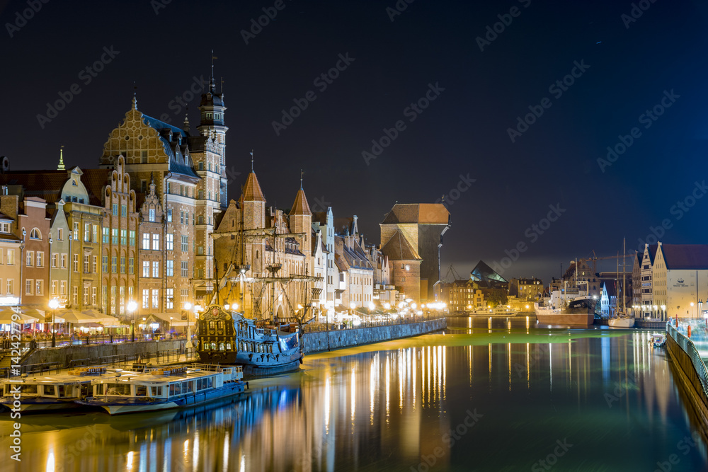 Gdansk city in the night