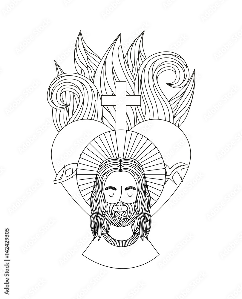 Fototapeta premium jesus christ man and sacred heart icon over white background. vector illustration