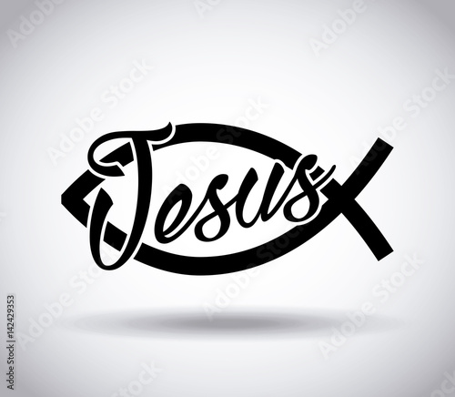 jesus fish symbol icon over gray background. vector illustration