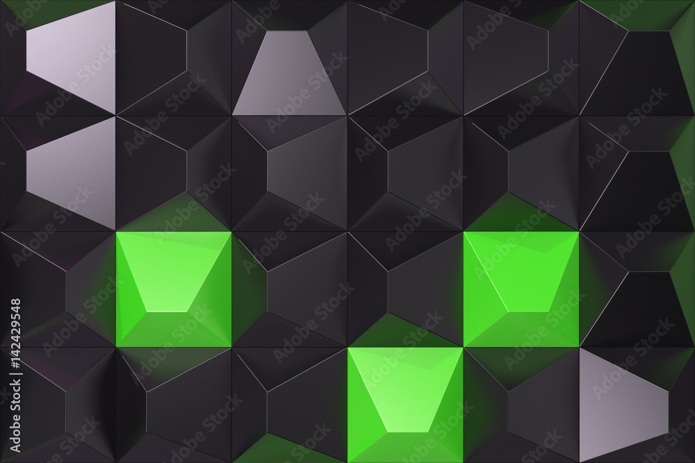 Pattern of black and green pyramid shapes Pattern of black and green pyramid shapes