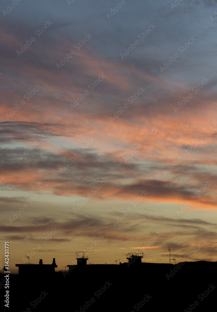 simple sunset and city sky-line