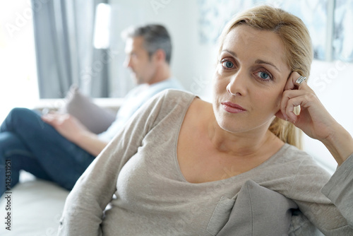 Portrait of woman being upset at husband