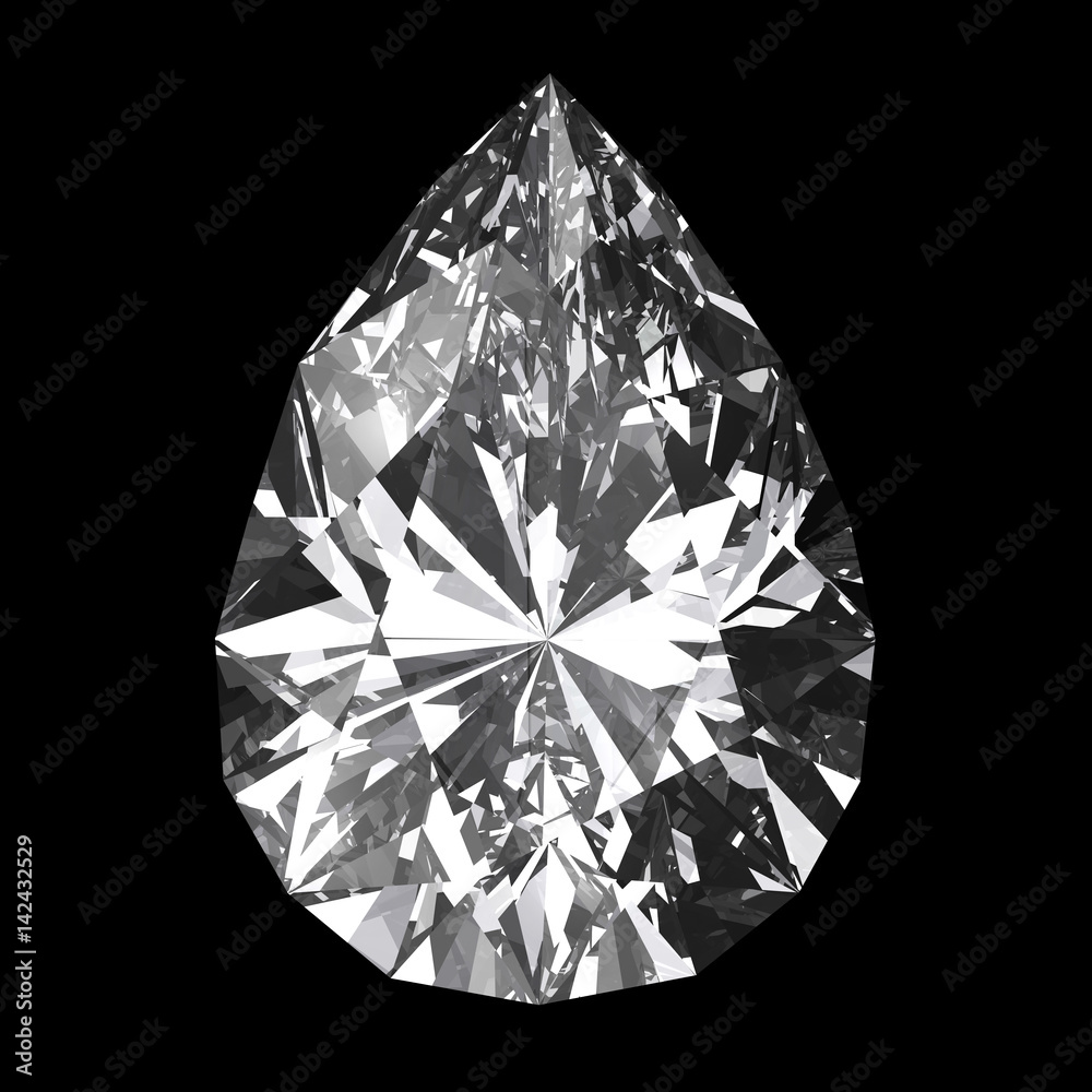 Diamond pear isolated on black background, 3d Diamond pear isolated on black background, 3d