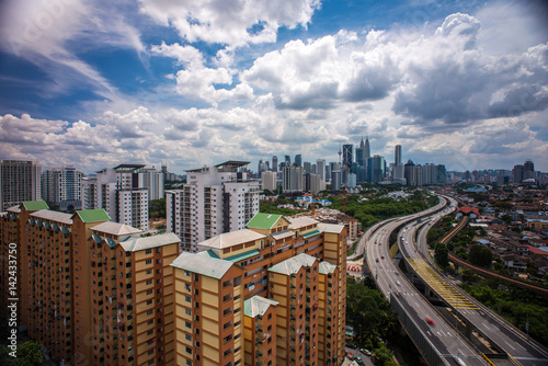 Canvas Print Aerial Photo - Clouds at Kuala Lumpur City.