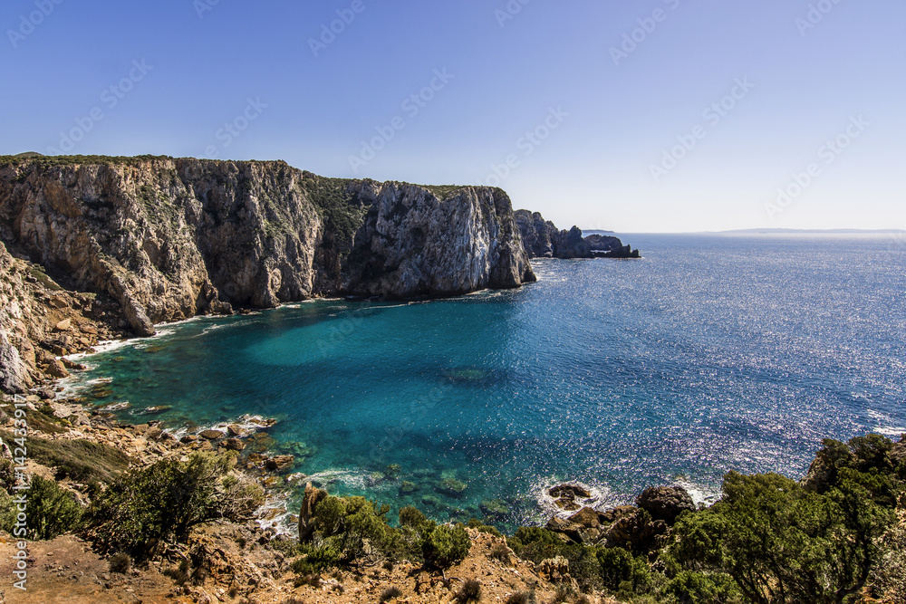 Promontory of Portu Sciusciau, near Cala Domestica in Buggerru, west coast of Sardinia, Italy Promontory of Portu Sciusciau, near Cala Domestica in Buggerru, west coast of Sardinia, Italy