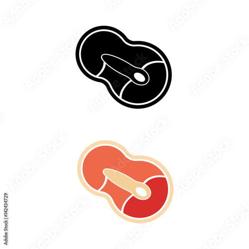 Meat vector icon. Set. Color and black illustration.