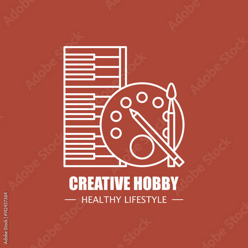 Creative hobby vector logo design template. Modern linear branding element for healthy lifestyle company or art school illustration.