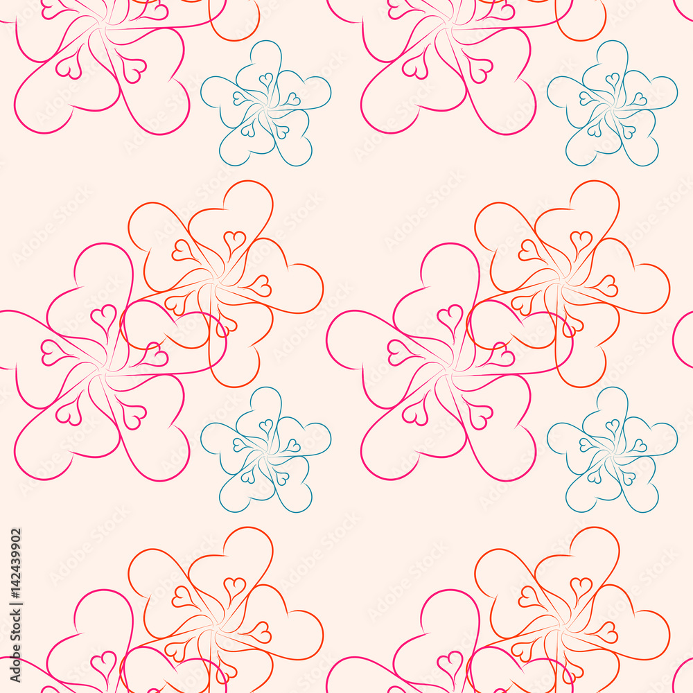 Abstract geometric floral seamless pattern