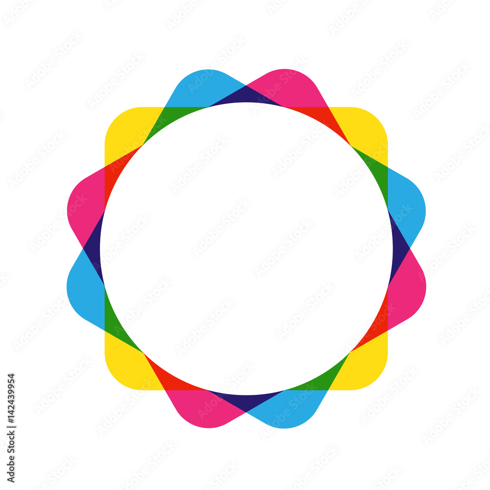 Blue, pink and yellow semi-transparent circular frame Blue, pink and yellow semi-transparent circular frame