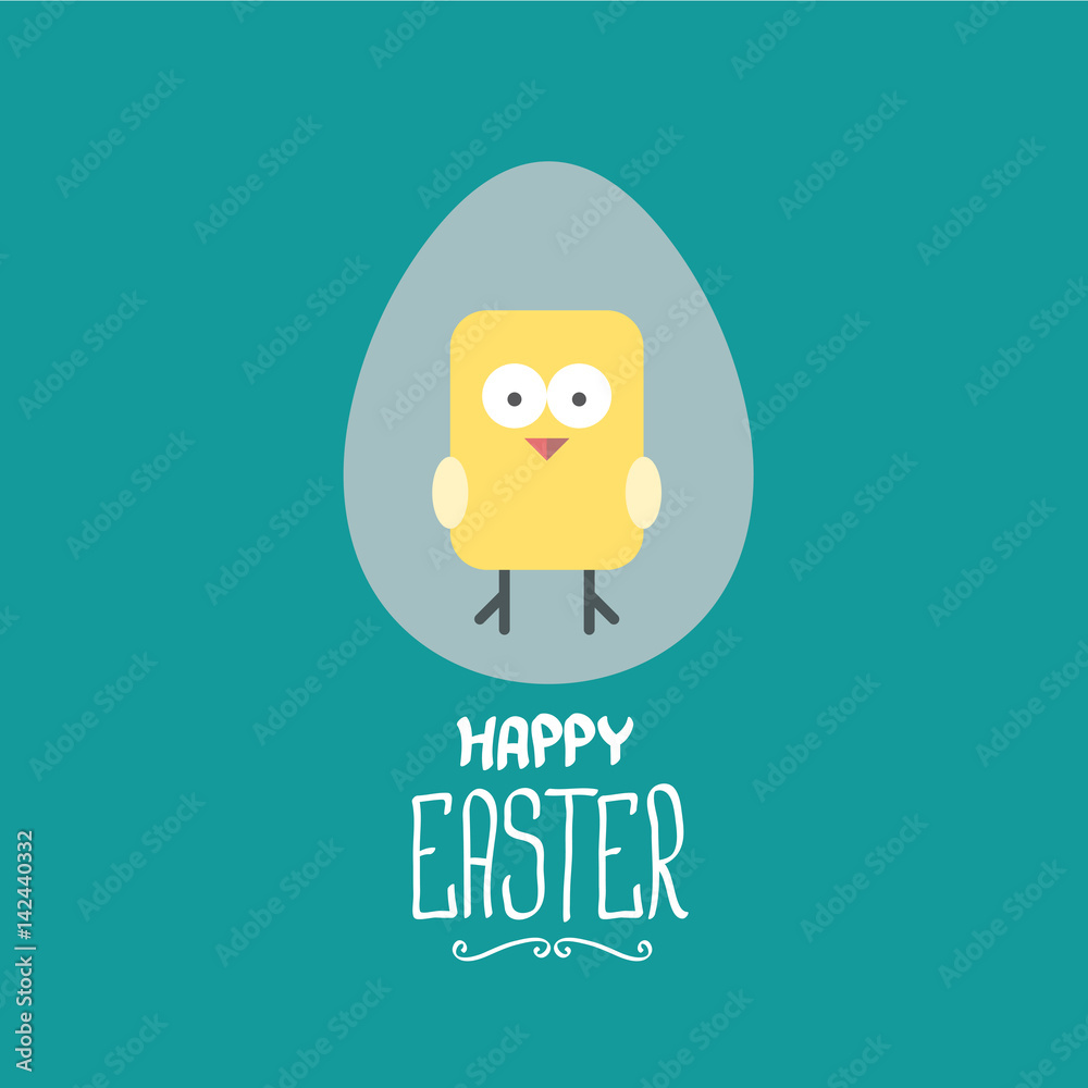 vector easter greeting card with cartoon chicken