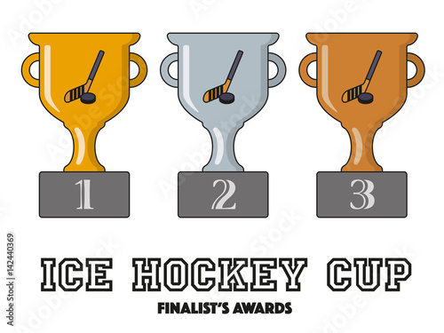 Ice Hockey Cup Finalists Awards in Gold, Silver and Bronze