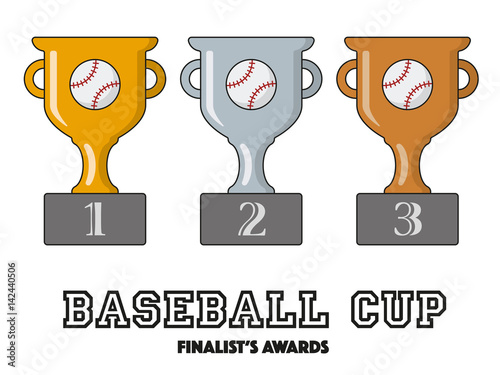 Baseball Cup Finalists Awards in Gold, Silver and Bronze