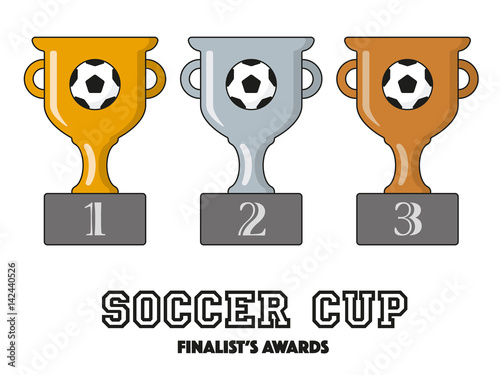 Soccer Cup Finalists Awards in Gold, Silver and Bronze