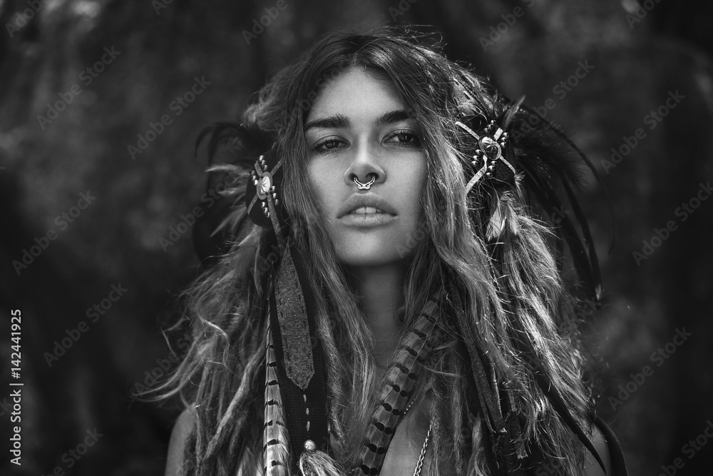 Attractive wild amazon woman in hairdress Attractive wild amazon woman in hairdress