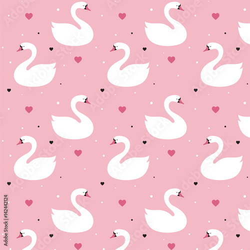 seamless swan pattern vector illustration