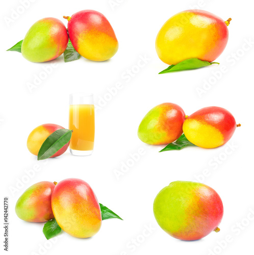 Collection of red mango isolated on a white background cutout