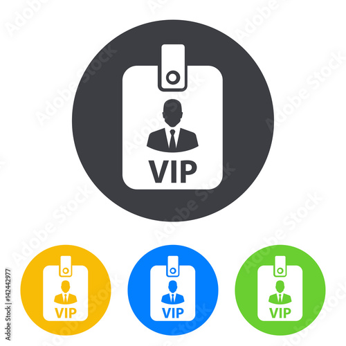 Icono plano identificacion vertical VIP en circulo varios colores