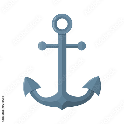 Flat style retro anchor vector illustration isolated on white.