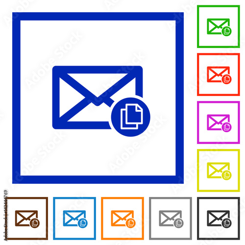 Copy mail flat framed icons
