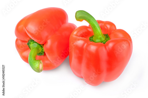 Two bell pepper on a white background.
