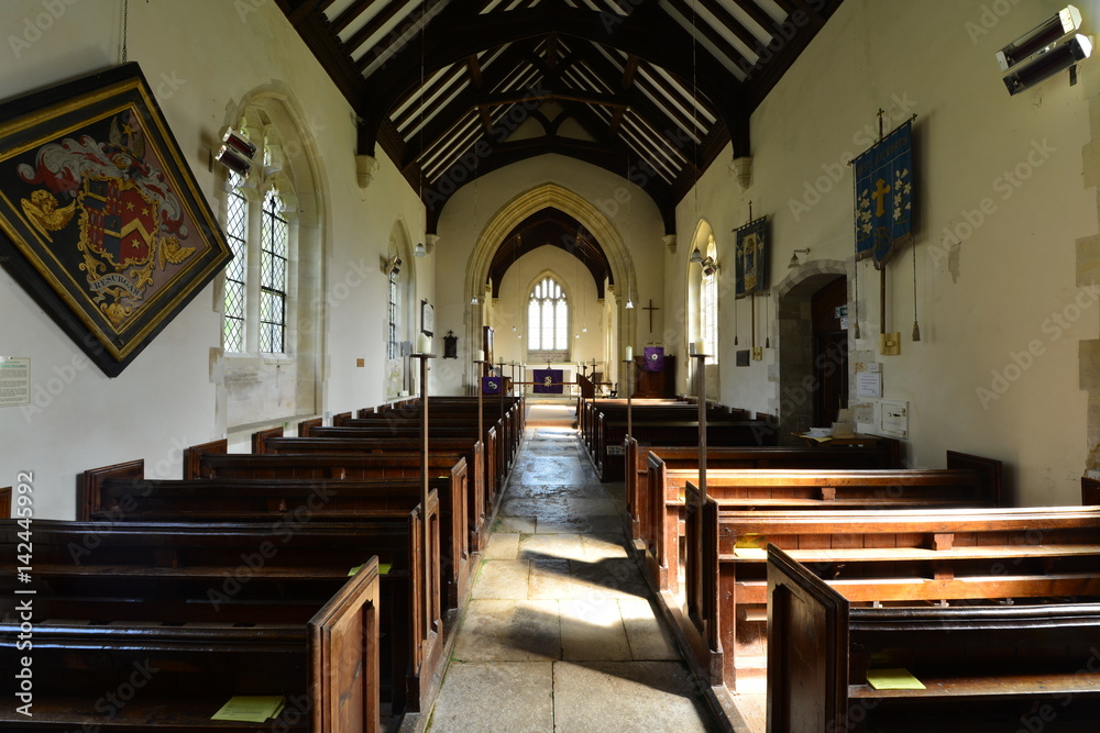 The inside of the church at Lulworth in England.
