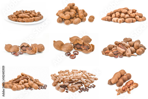 Collection of Tamarind isolated on a white background with clipping path