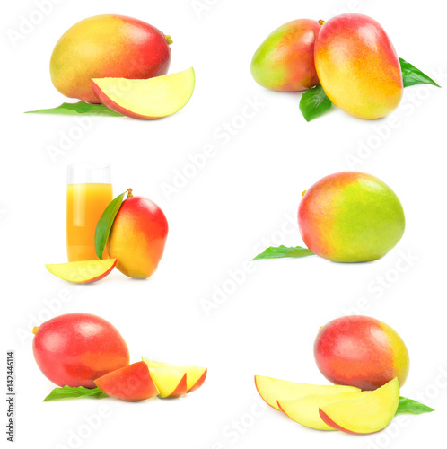 Group of red mango on a white background