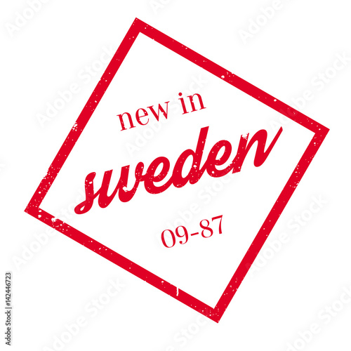 New In Sweden rubber stamp. Grunge design with dust scratches. Effects can be easily removed for a clean, crisp look. Color is easily changed. photo