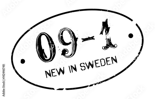 New In Sweden rubber stamp. Grunge design with dust scratches. Effects can be easily removed for a clean, crisp look. Color is easily changed.