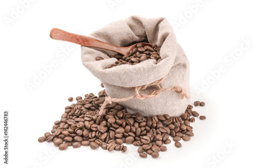 Brown coffee beans isolated on a white background cutout