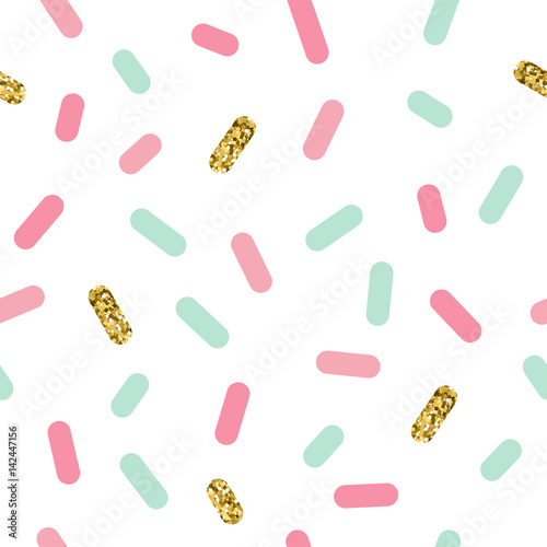 Cute simple golden glitter sprinkles seamless pattern