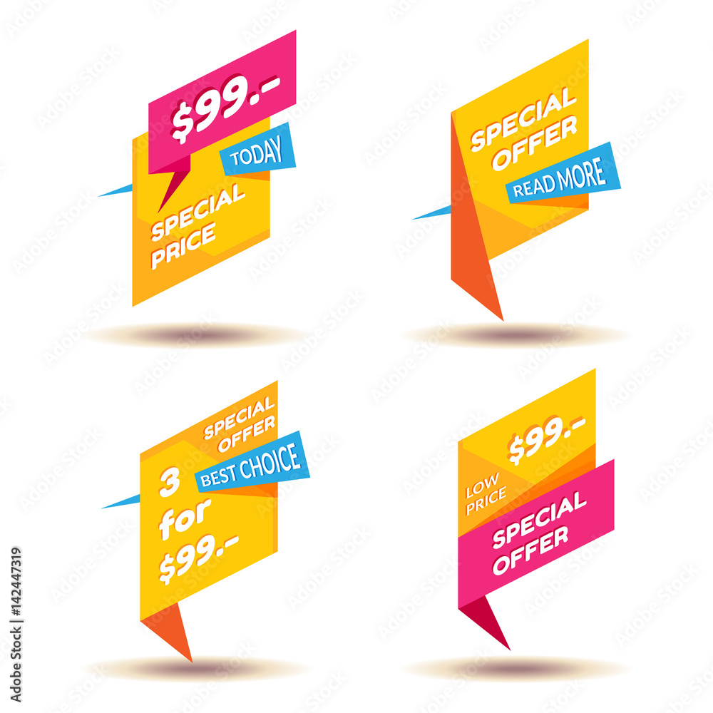 Discount tags product ads special offer badges Vector Image