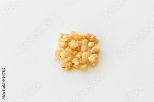 Natural aromatic incense Frankincense Siam resin isolated on a white background