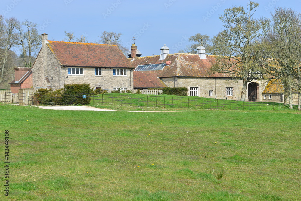 Obraz premium Country cottages at Lulworth in Dorset in Springtime.